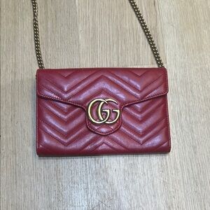 Gucci Red Chevron Leather Crossbody Bag